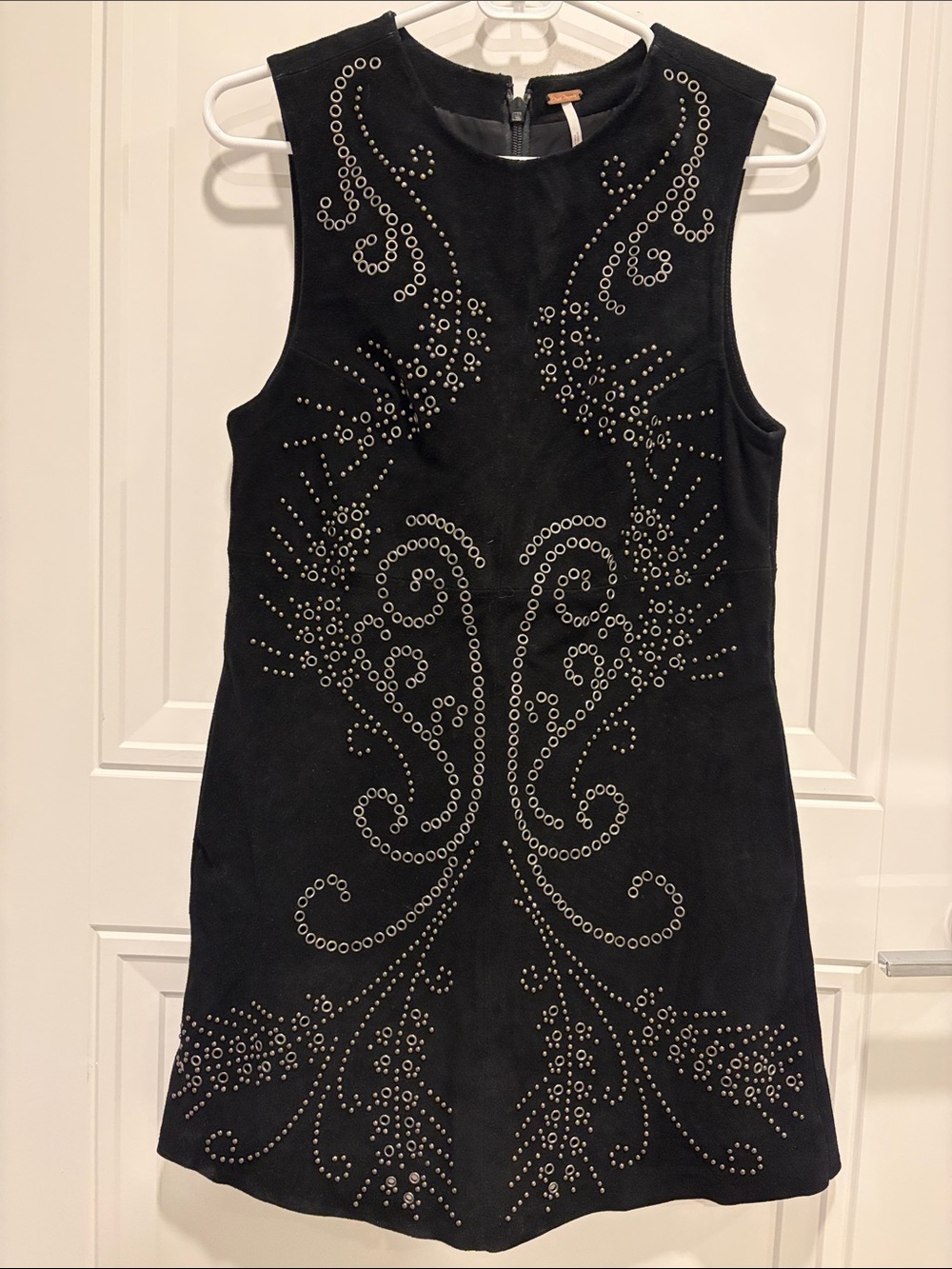 Free People Black Studded 100% Suede Shift Dress